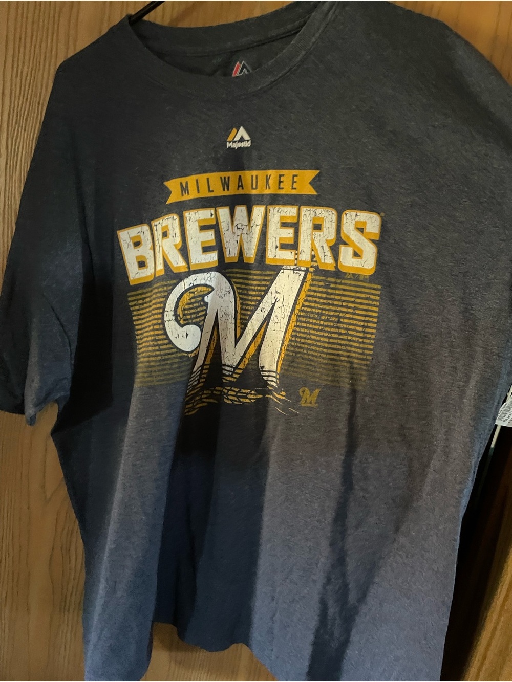 Majestic Milwaukee Brewers Short Sleeve Graphic Tee - Gray & Yellow